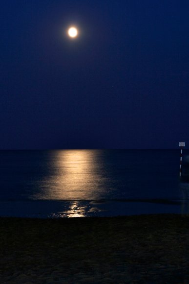 Luna piena riflessa sul mare di notte