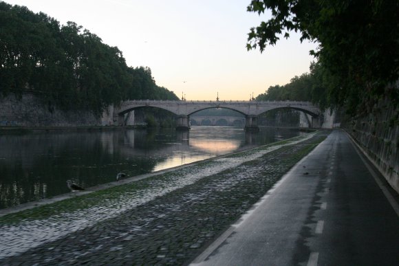 Ponte Mazzini e Ponte Sisto dalla pista ciclabile Tiberina